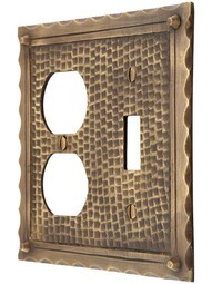 Bungalow Style Toggle / Duplex Combination Switch Plate In Antique Brass.